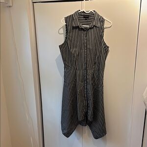 Who What Wear Black and White Belted  Midi Shirtdress